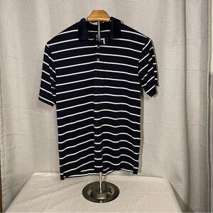 PGA Tour Men's Polo in Navy and White Stripes